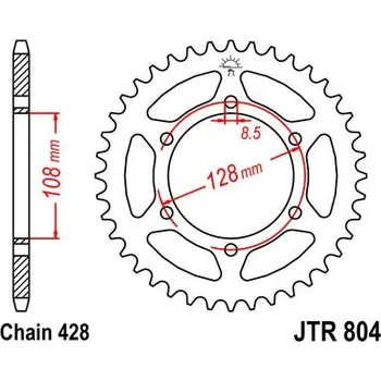 Řetězová sada pro motocykl Řetězová rozeta JT JTR 804-45 45 zubů, 428 JTR804.45
