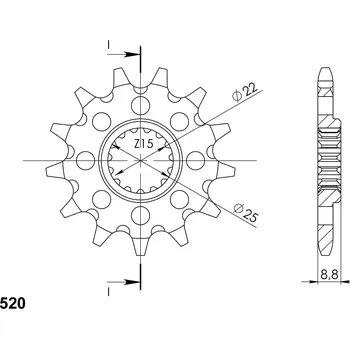 Řetězová sada pro motocykl Řetězové kolečko SUPERSPROX CST-1901:15 15 zubů, 520 KTM EXC-F 400 Racing 2000-2011