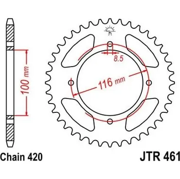 Řetězová sada pro motocykl Řetězová rozeta JT JTR 461-47 47 zubů, 420 JTR461.47