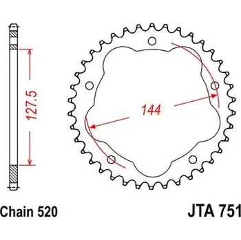 Řetězová sada pro motocykl Hliníková řetězová rozeta JT JTA 751-38BLK 38 zubů, 520 černá DUCATI 748 S 2002-2003