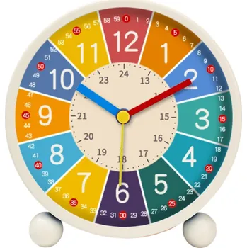 Hodiny Dětské vzdělávací hodiny 8 x 3,5 x 8 cm Analogový budík s barevným ciferníkem tiché tikání učení času pro děti