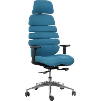 Mercury Ergonomická kancelářská židle SPINE s opěrkou hlavy, černý plast tyrkysová, sezení 8 hodin denně