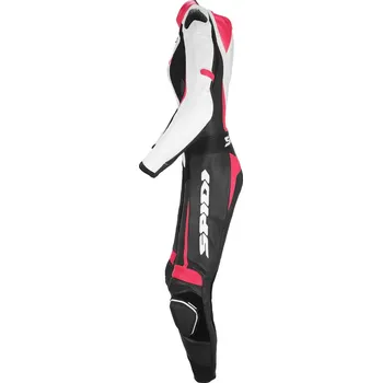 Moto kombinéza jednodílná kombinéza TRACK LADY PERFORATED PRO, SPIDI, dámská (černá/bílá/růžová, vel. 42) (Velikost: 38) Y157-545