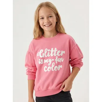 Dívčí mikina Sinsay - Mikina s kulatým výstřihem - korálová - 569HN-32P - 569HN-32P-98