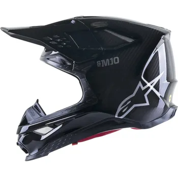 Auto-moto přilba SUPERTECH S-M10 SOLID, ALPINESTARS (černá lesklá karbon/šedá, vel. 2XL) (Velikost: XS) 830019-1188