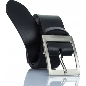 Opasek Gracio MESKI Pánský Pásek Pravá Kůže ČERNÝ Klasická Stříbrná Spona 105 cm