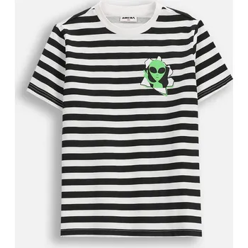 Chlapecké tričko Dětské bavlněné tričko pro chlapce, černé s proužky, velikost 158 Mokida WM6