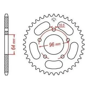 Řetězová sada pro motocykl ocelová rozeta pro sekundární řetězy typu 520, JT - Anglie (41 zubů) HONDA CBF 250 2004-2006