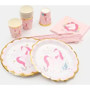 Party dekorace Sinsay - Papírové nádobí s motivem jednorožce 50 pack - vícebarevná - 370IM-MLC - 370IM-MLC-ONE