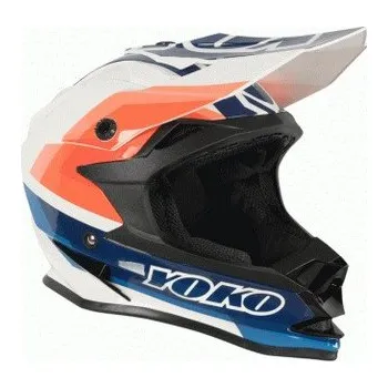 Helma na motorku Moto helma YOKO SCRAMBLE bílo/modro/oranžová Vel: M Výprodej zboží