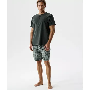 Pánské pyžamo Pyžamo Atlantic NMP-401 kr/r S-3XL khaki zelená M