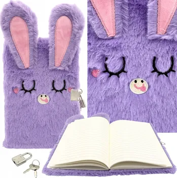 Plyšový deník se zámkem pro dívky, linkovaný sešit 160 stran A5 002