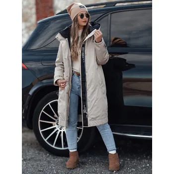 Dámská parka Dámská bunda přechodná ELEGANTI dlouhá s kapucí TY4657 Barva: Světle Šedá, Velikost: 2XL