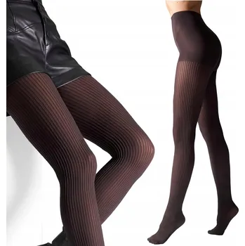 Dámské oblečení Punčocháče dámské žebrované 70 DEN hnědé krycí z mikrovlákna Legs 5-XL