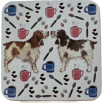 Obraz Podložka pod hrnek Psi a Káva 10 x 10 cm
