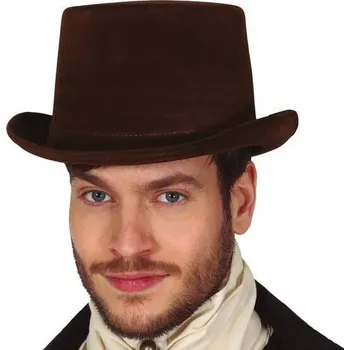 Klobouk HNĚDÝ CYLINDER KLOBOUK KARNEVAL RETRO