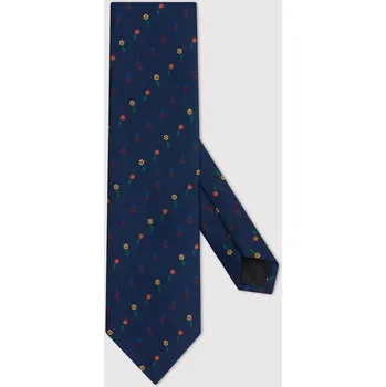 Kravata Tmavě modrá pánská kravata s jemným květinovým vzorem Pako Lorente Univerzální velikost