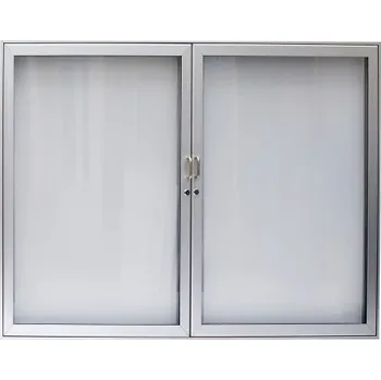 Kancelářský nábytek Informační Vitrína Delux Dvoukřídlá - 18xA4 / 1520x1000, Černá elox, Bílá, Bez osvětlení