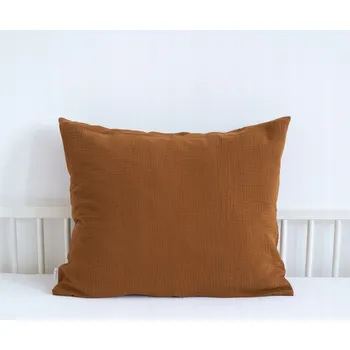 Povlak na polštářek Povlak na polštář 45x45 bavlněný mušelín měkký prodyšný Hnědý