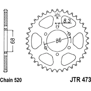Řetězová sada pro motocykl Řetězová rozeta JT JTR 473-37 37 zubů, 520 JTR473.37