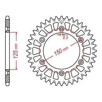 Řetězová sada pro motocykl duralová rozeta pro sekundární řetězy typu 520, JT - Anglie (40 zubů) HUSQVARNA TX 125 2017-2017