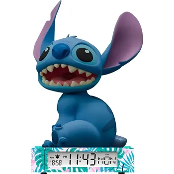 Lampička Euroswan Dětské 3D noční světlo a budík LILO A STITCH modrý 24 cm