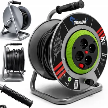 Prodlužovací kabel ONDRAGON Prodlužovací kabel na bubnu 50 m – 3×2,5 mm² s 4 zásuvkami
