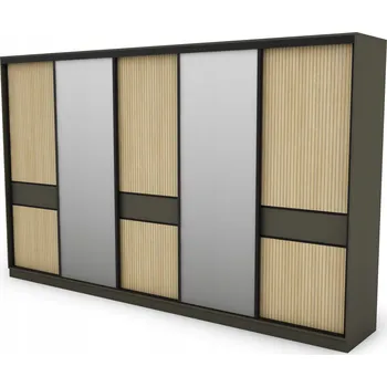 Šatní skříň EMeblast Skříň Dub Gaja SLAMS 360 x 244 x 65 cm grafit skříň se zrcadlem