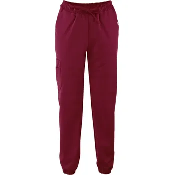 Dámské kalhoty Scrubs Dámské kalhoty do pasu jogger střihu - bordó barva - XL