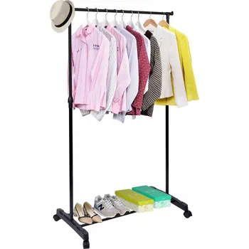 Věšák VĚŠÁK NA OBLEČENÍ BOTY STOJACÍ KOVOVÝ STOJAN LOFT POLICE ŠATNA ČERNÁ