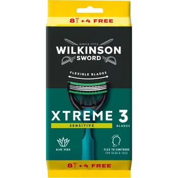 Wilkinson Jednorázový pánský holicí strojek Xtreme 3 Sensitive 12 ks