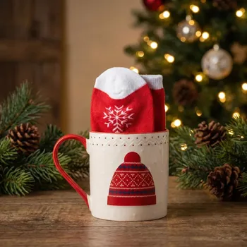 Vánoční porcelánový hrnek s ponožkami ALTOM DESIGN 500 ml červený