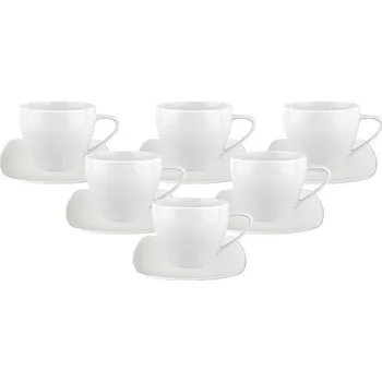 Porcelánové šálky na kávu a čaj s podšálky MARIAPAULA MODERNA 250 ml 6 ks.