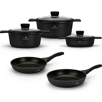 Sada nádobí VALDINOX EXPERT sada 3 hliníkových hrnců s pokličkami a 2 pánví s nepřilnavým povrchem