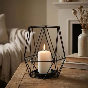 Svícen Kovový geometrický svícen ALTOM DESIGN 18 cm černý