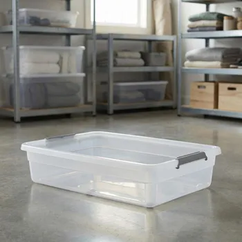 Úložný box Box s víkem a klipy na kolečkách ORPLAST BASESTORE 60 l 79 × 59 × 19 cm transparentní