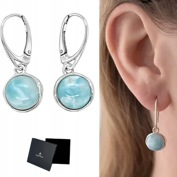 Náušnice Stříbrné náušnice z larimarem s anglickým zapínáním LARIMAR STŘÍBRO 925 FILM