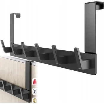 Věšák Věšák do předsíně na bundy a oblečení Černý Na dveře 6 háčků Držák