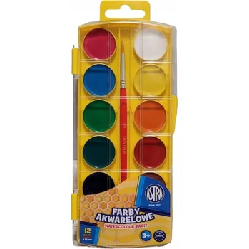 Vodová barva AKVARELOVÉ MEDOVÉ BARVY ASTRA 12 BAREV + ŠTĚTEC