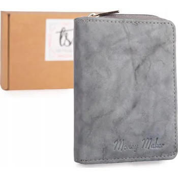 Peněženka Dámská peněženka šedá malá kapesní kožená RFID z měkké přírodní kůže.