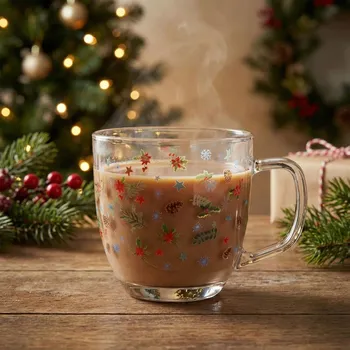 Skleněný vánoční hrnek ALTOM DESIGN ZIMOWE SKRZATY 420 ml