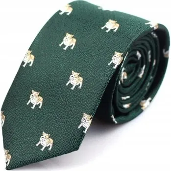 Kravata Pánská kravata zelená vzor pejsci buldok široká dlouhá elegantní