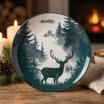 Talíř Dezertní porcelánový talíř vánoční ALTOM DESIGN SECRET FOREST 20 cm