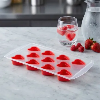 Tvořítko na led Silikonová forma na ledové kostky srdce ALTOM DESIGN červená 12 ks