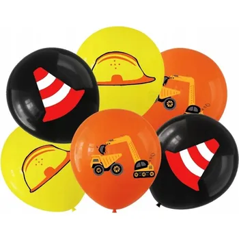 Balónek SADA BALÓNKŮ 6 ks BAGR stavba stavební stroje 30 cm