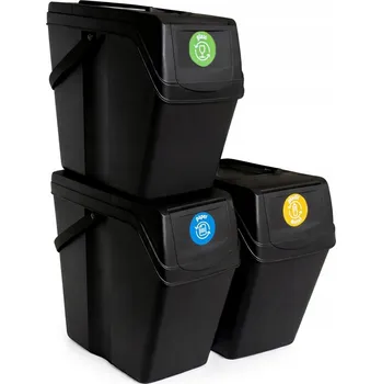 Odpadkový koš ODPADKOVÝ KOŠ NÁDOBA 3x25 L NA TŘÍDĚNÍ ODPADU PAPÍR PLAST SKLO