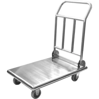TOMGAST | Vozík plošinový, nerez, velikost 74 × 87 × 48 cm (Plošinový vozík na přepravu potravin velikost 74 × 87 × 48 cm)