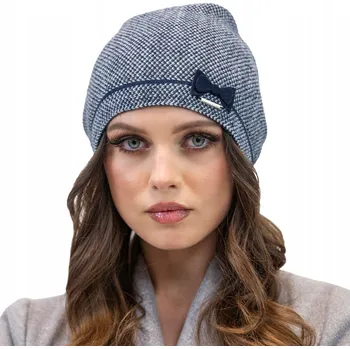 Čepice Vivisence 7003 černá univerzální velikost ozdobná mašlička zimní ČEPICE