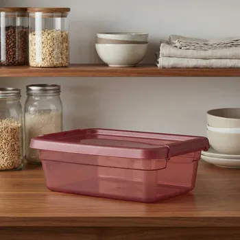 Dóza na potraviny Plastová dóza na skladování s víkem MOXOM BASESTORE 3 l bordó