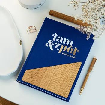 Zápisník Pětiletý deník - 125 x 165 mm, modrá/dub